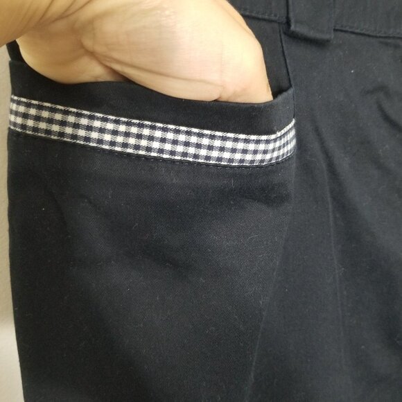 Nautical Blue Preppy Cotton Blend Straight Leg Trouser Plaid Trim Pocket Zip 14 - Picture 4 of 13